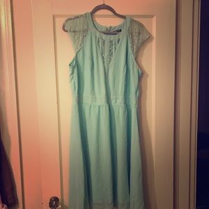 City Chic Seafoam Dress with Lace